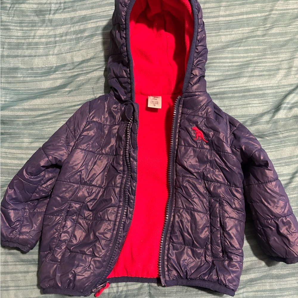 Kids Navy Blue Jacket with Red Lining
